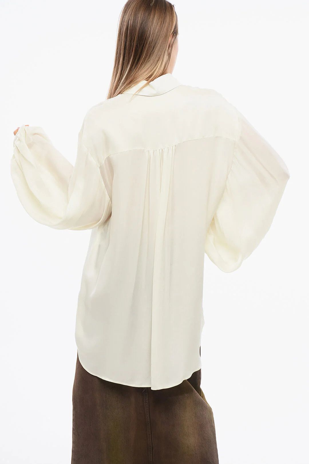 KHAITE og1mm0426 Oversized Asymmetric Blouse in Beige Size S / US 4 / IT 40 - 2 Thumbnail