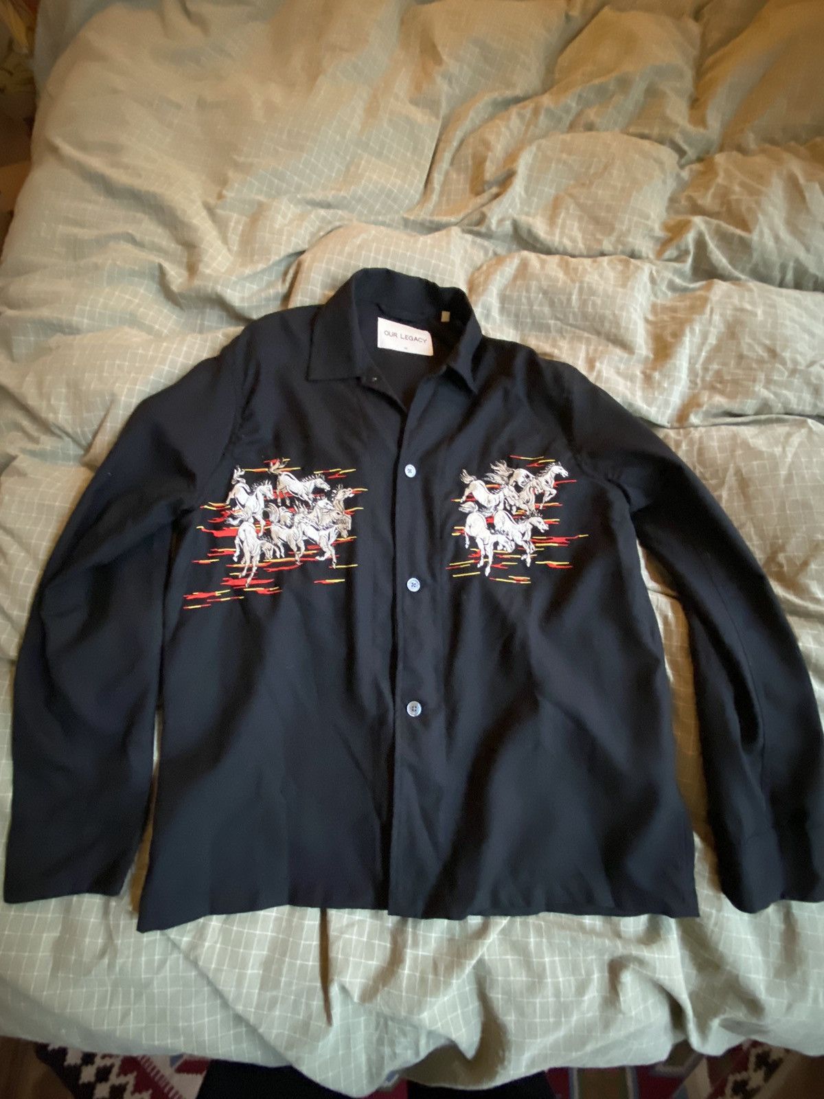 Our Legacy Horses Embroidered Wool box shirt - Our Legacy Size US M / EU 48-50 / 2 - 1 Thumbnail