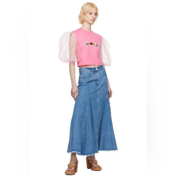 MSGM MSGM ITALY cotton Pink Balloon Sleeves T-Shirt SSENSE small Size S / US 4 / IT 40 - 4 Thumbnail