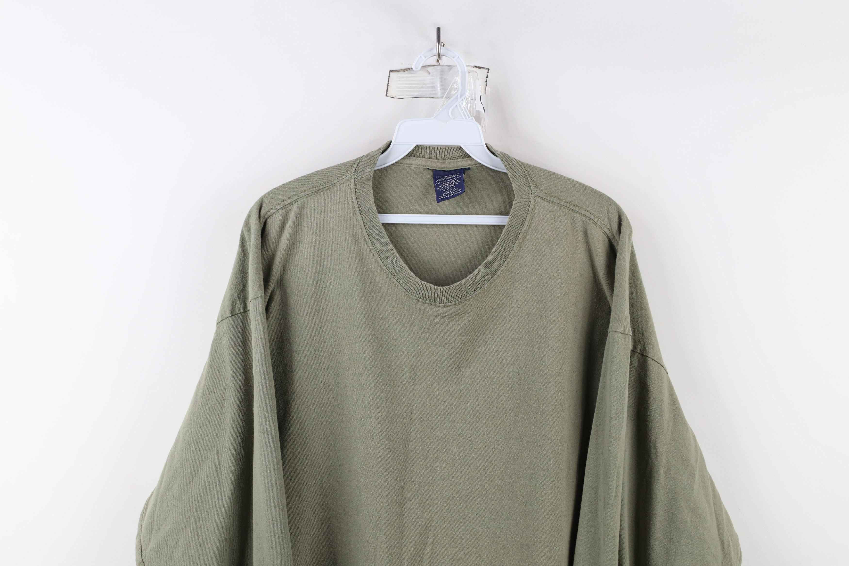 Vintage Vintage 90s Streetwear Long Sleeve T-Shirt Army Green Cotton Size US XL / EU 56 / 4 - 2 Thumbnail