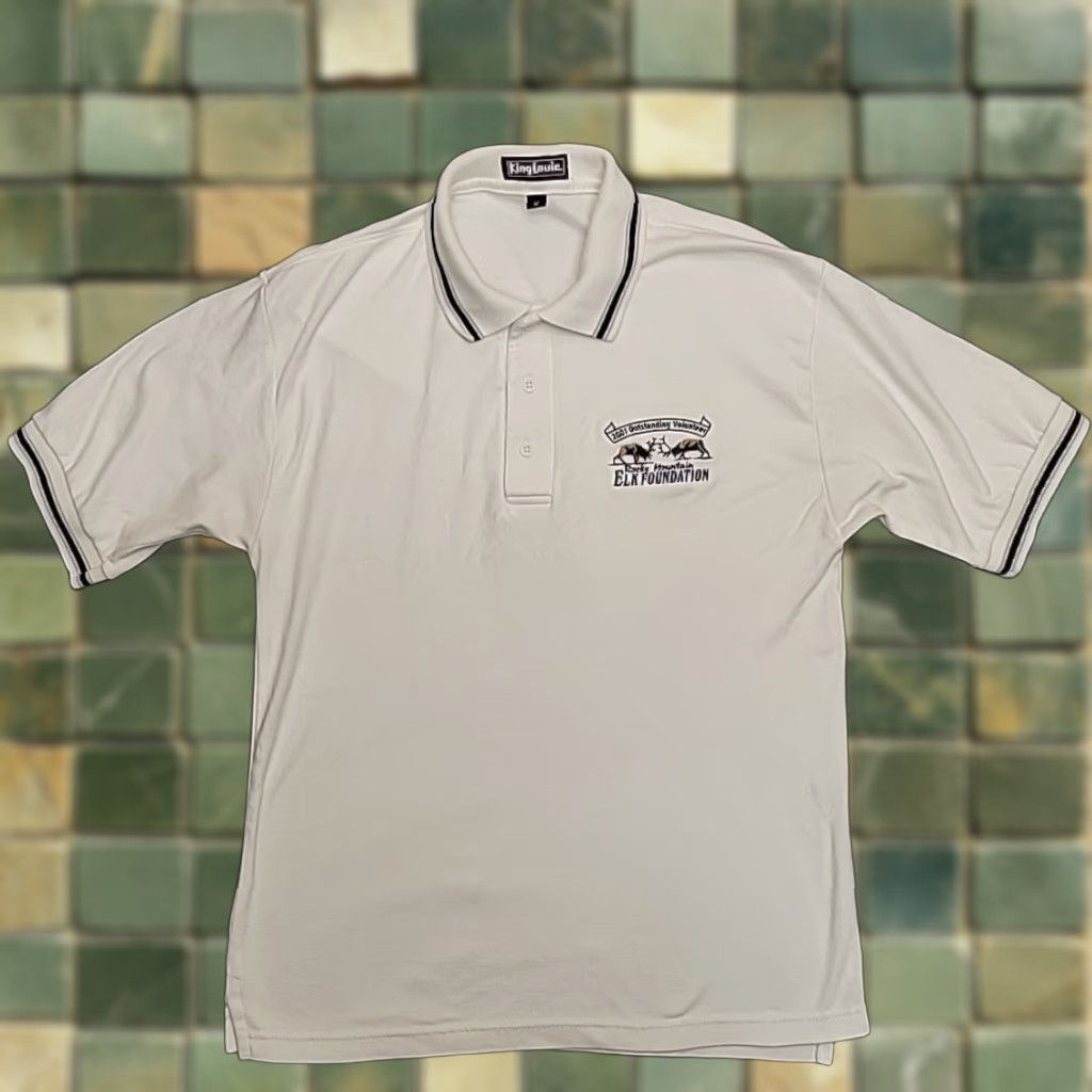 Vintage Rocky Mountain Elk Foundation Shirt Mens M White Polo RMEF Made in USA Y2K Size US M / EU 48-50 / 2 - 1 Thumbnail