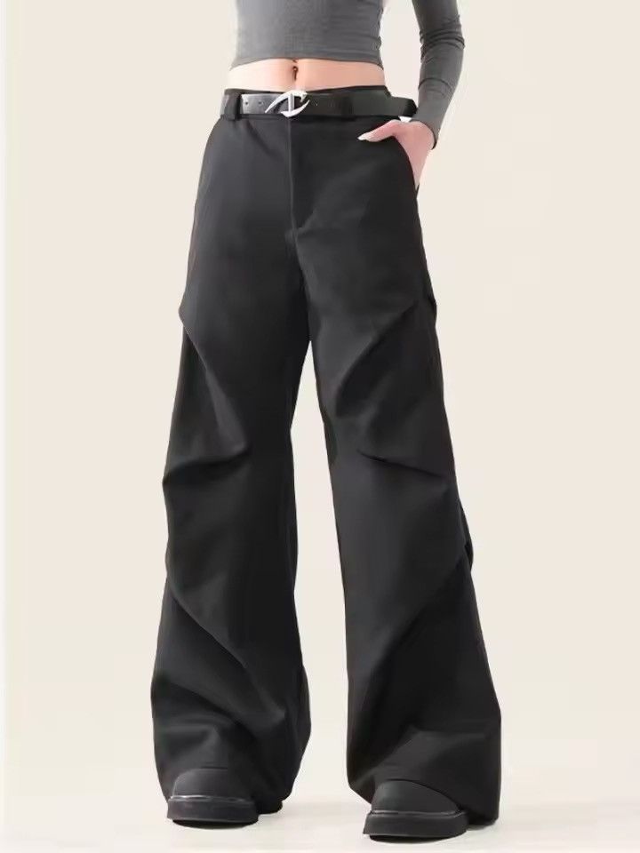 Jean × Vintage Y2k Pleated Black Suit Baggy Pants Size 27" / US 4 / IT 40 - 1 Thumbnail