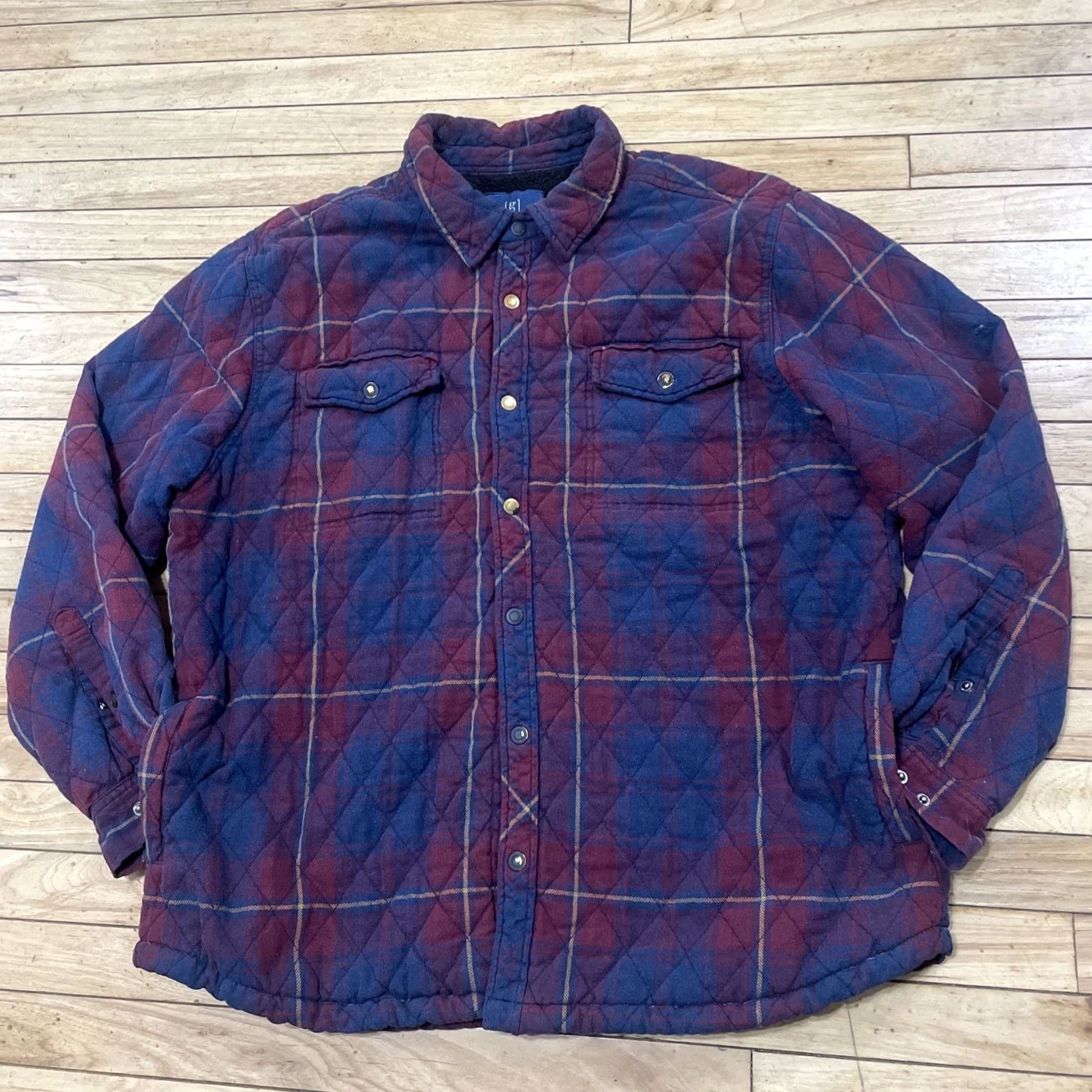 George George Shacket Men 2XL Plaid Sherpa Fleece Jacket Blank et Beach Pile Blanket Safety-Classic Pilled Pockets Logo Blue Red Vintage Mens 2XL Size US XXL / EU 58 / 5 - 3 Thumbnail