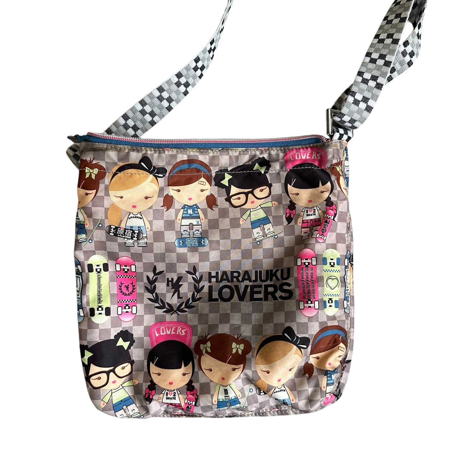 Vintage Harajuku Lovers y2k Skateboard Side Bag Purse Grey Size ONE SIZE - 2 Thumbnail