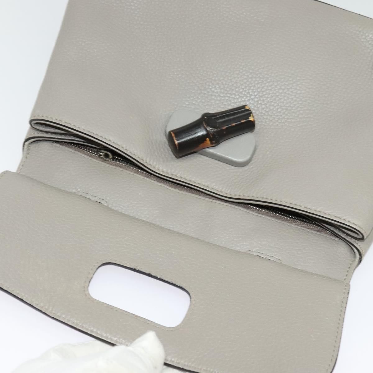 Gucci GUCCI Bamboo Daily Hand Bag Leather Gray Silver Size ONE SIZE - 16 Thumbnail