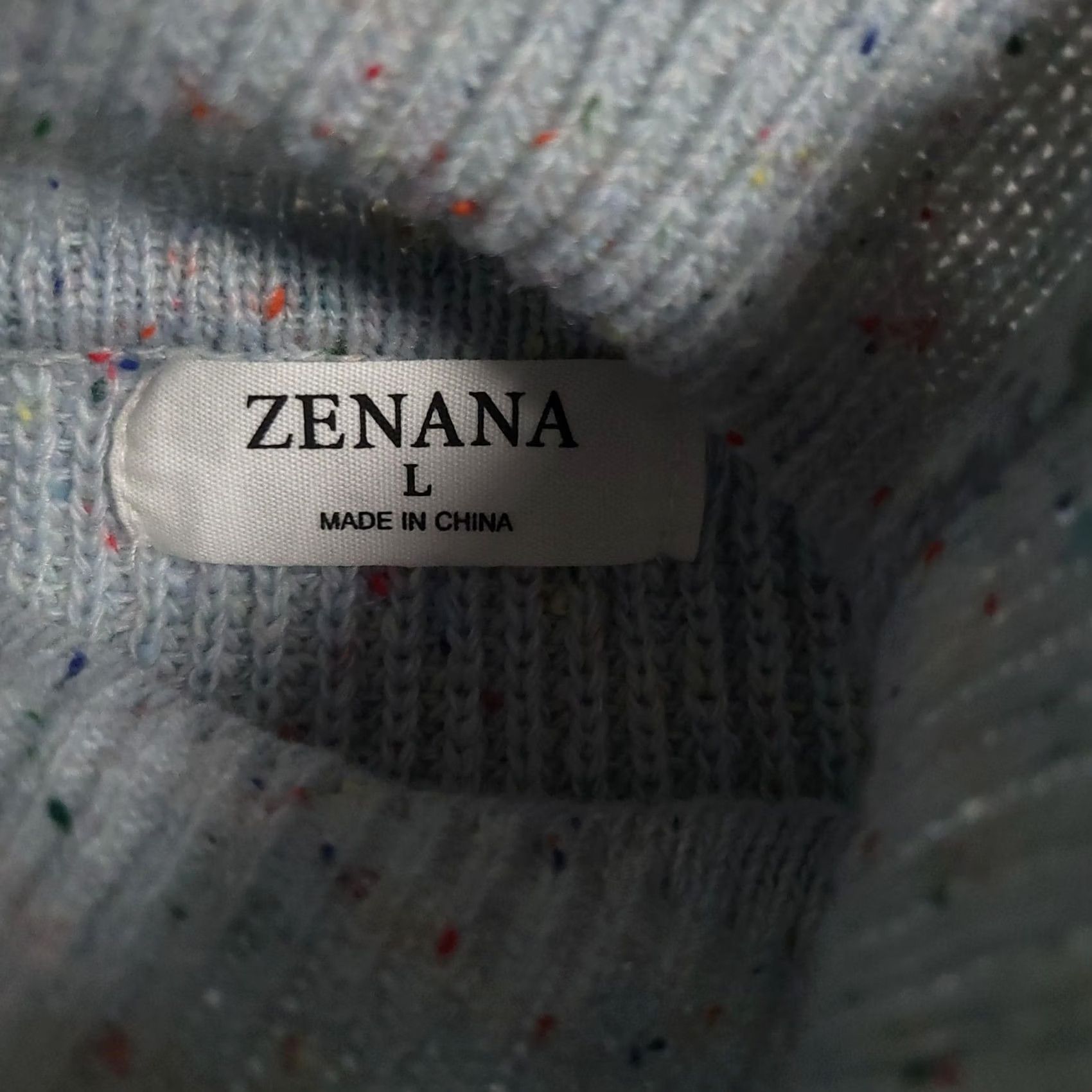 Vintage Zenana Sweater Womens Large Blue Distressed Pullover Speckled Knit Mock Neck Size L / US 10 / IT 46 - 5 Thumbnail