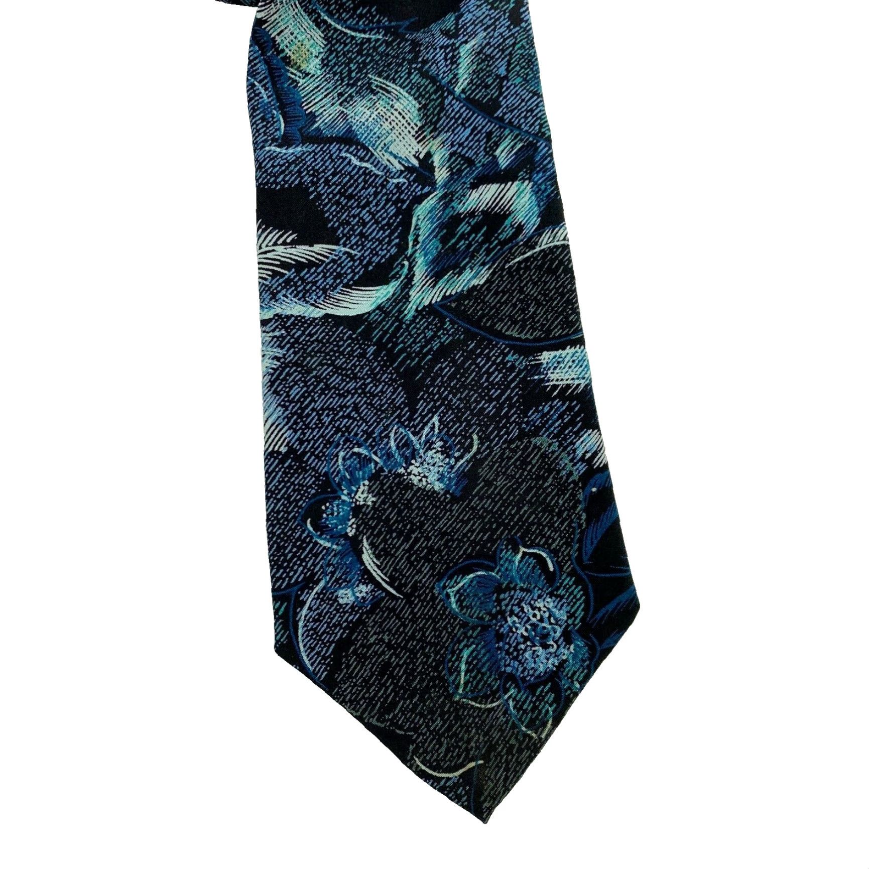Bugle Boy VINTAGE Bugle Boy Abstract Floral Polyester Blue Tie 58 x 3.75 Mens Size ONE SIZE - 2 Thumbnail