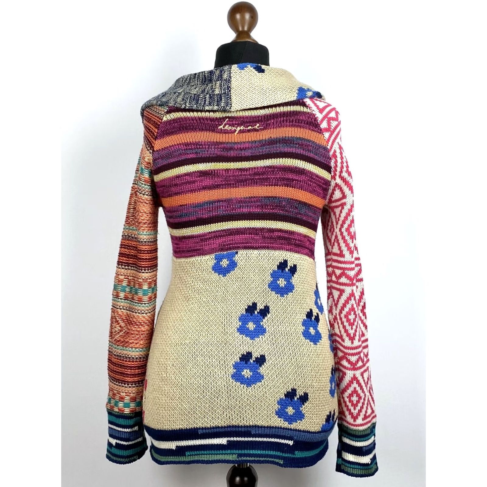 Desigual Desigual Cardigan Jumper Women's M Multicoloured Round Neck Pullover Knitwear Size M / US 6-8 / IT 42-44 - 4 Thumbnail