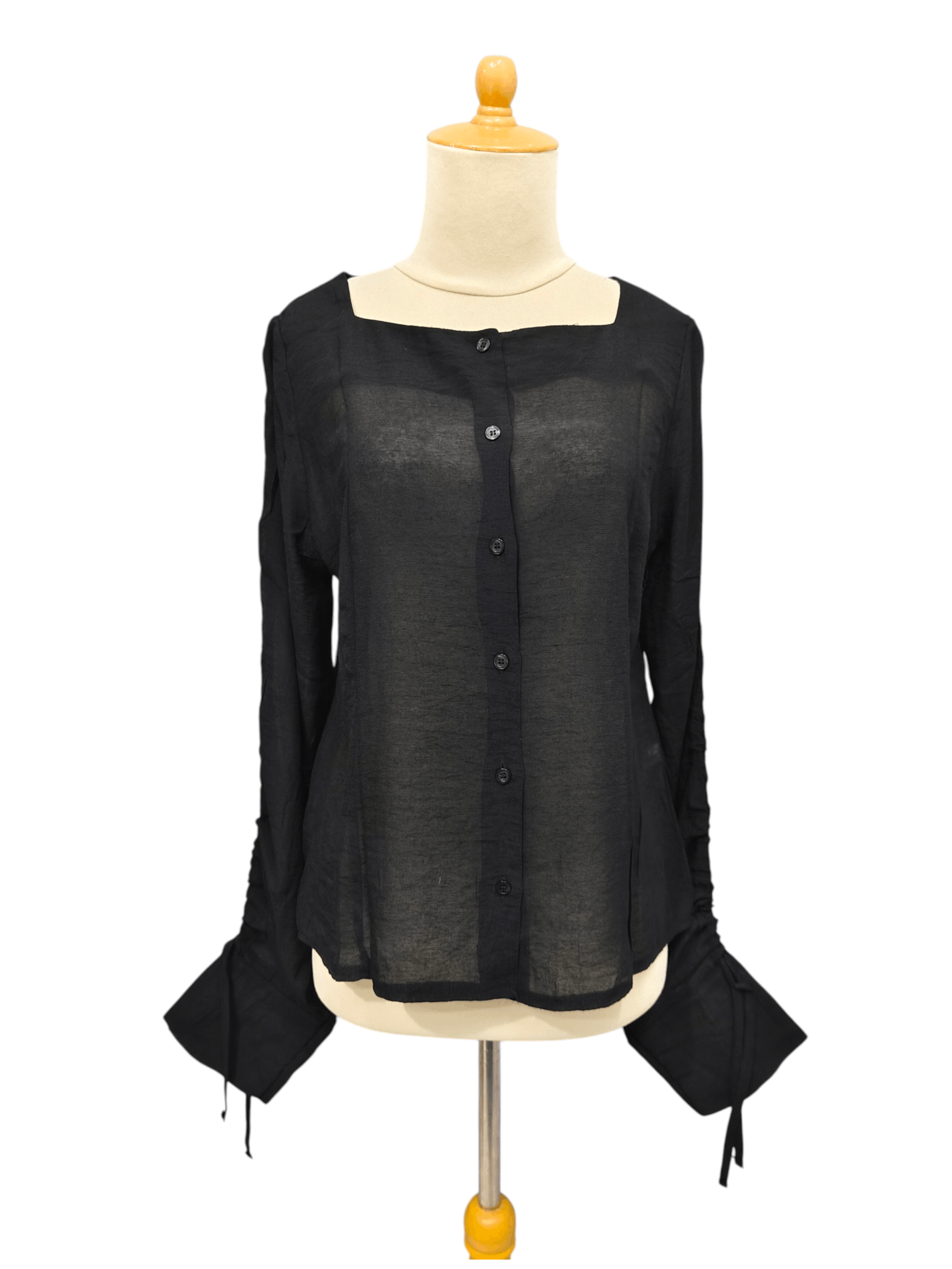 Japanese Brand JS🇯🇵 Dark Minimalist Flared Cuff Gothic Blouse Size M / US 6-8 / IT 42-44 - 1 Thumbnail