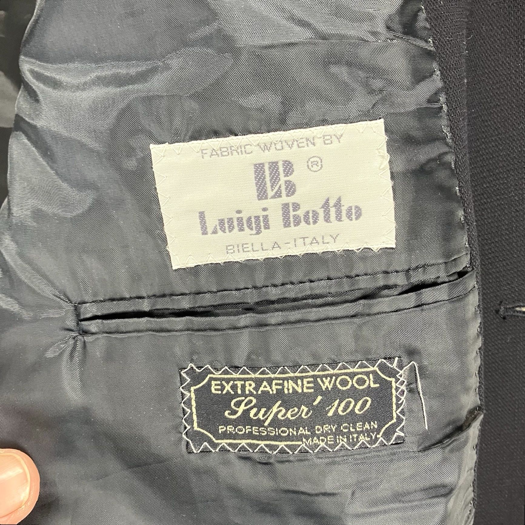 Vintage Luigi Botto 100% Wool Blazer 2XL Classic Tuxedo Dark Navy Italy Men's Size 48R - 6 Thumbnail