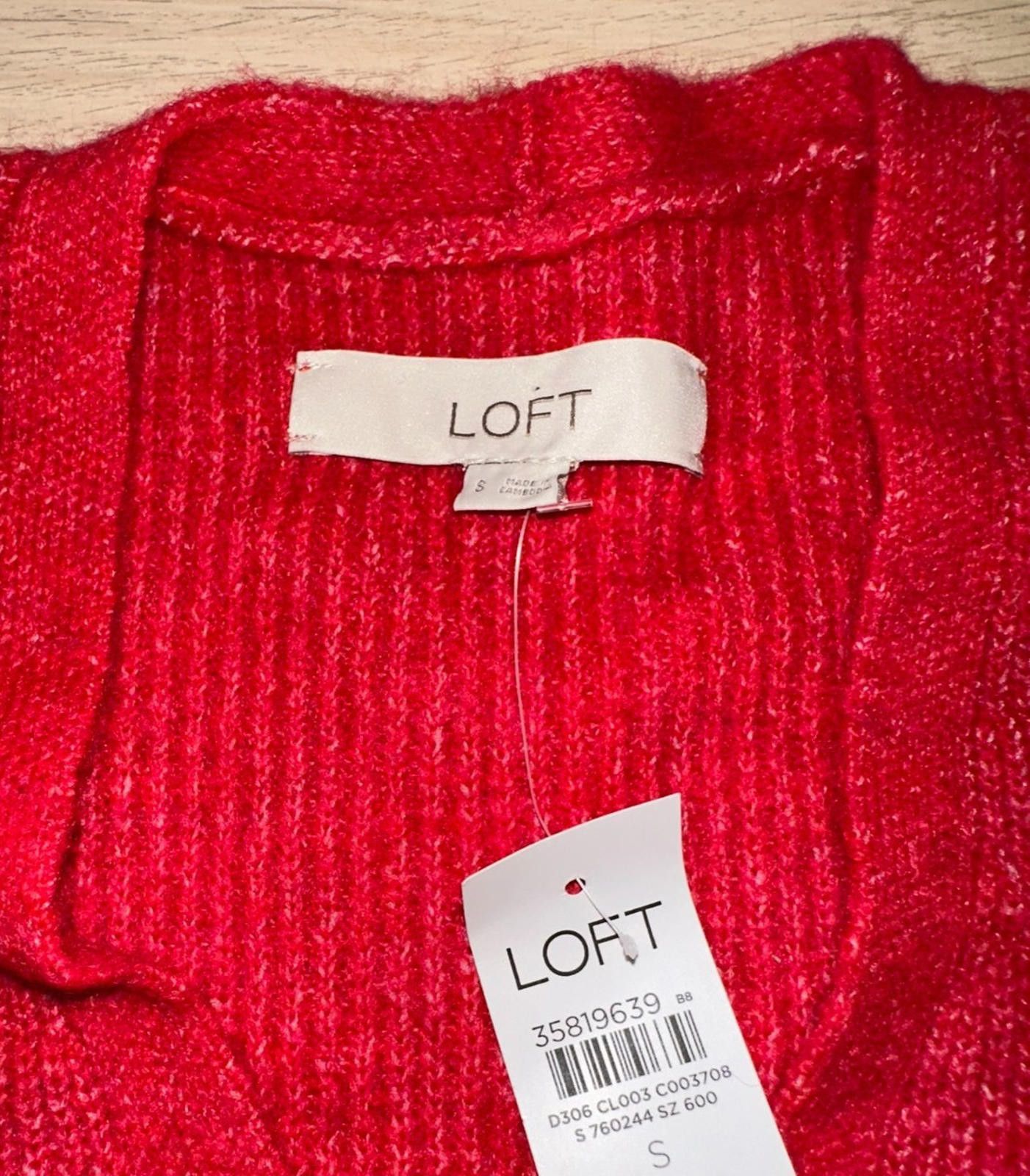 Designer LOFT Women’s Red Sweater – Size Small, Long Sleeve Crew Neck Size S / US 4 / IT 40 - 4 Thumbnail