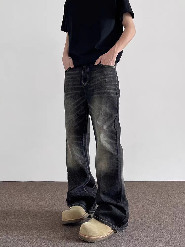 Japanese Brand × Jean Vintage yellow clay-dyed cat whisker micro flare jeans Size US 34 / EU 50 - 2 Thumbnail