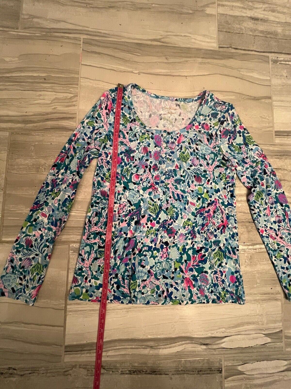 Designer Lilly Pulitzer Notch Pajama Top In Multi Color Button Down Size ONE SIZE - 2 Thumbnail