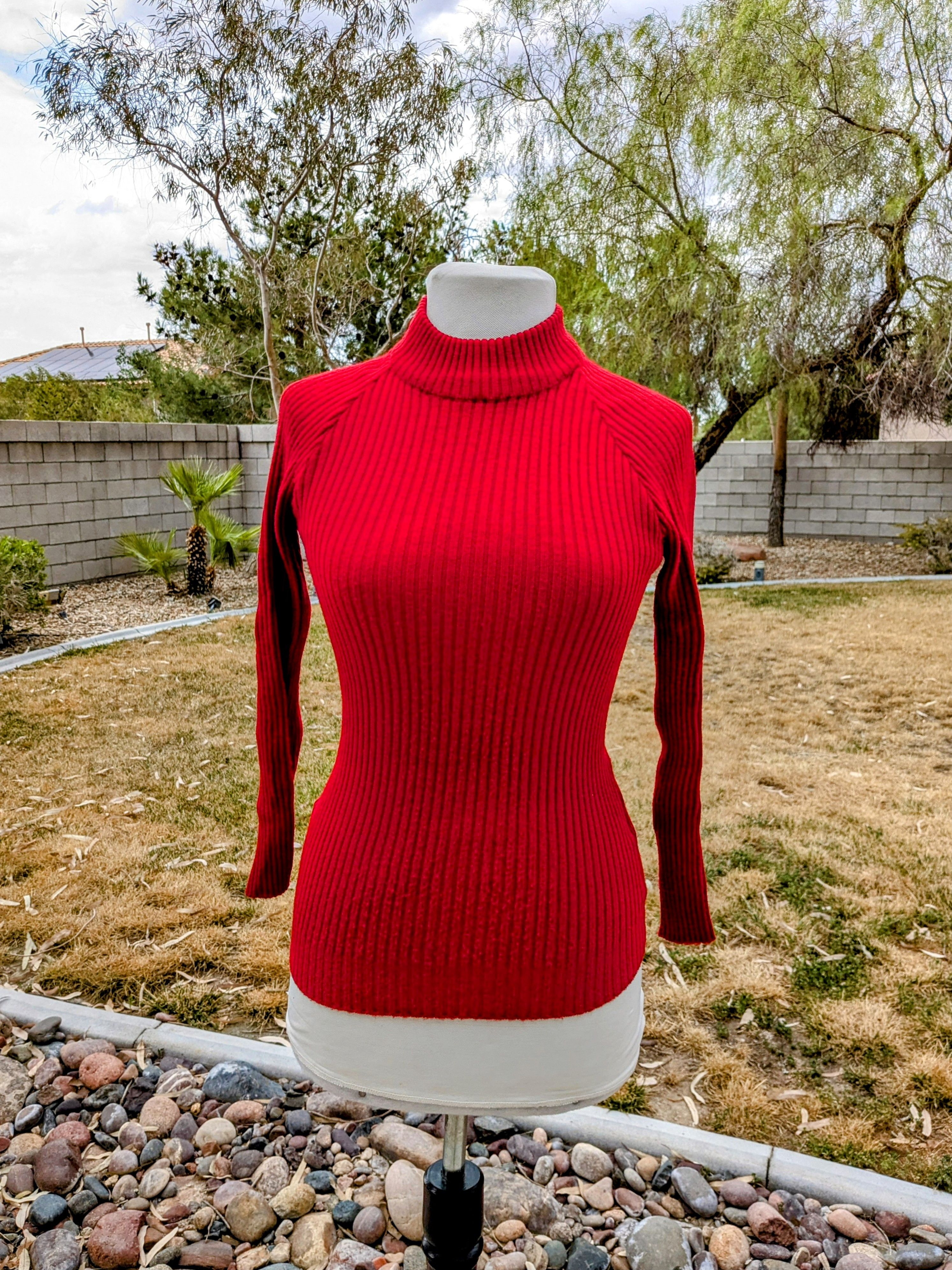 Vintage VTG Petite Ladies Kosugi Ribbed Knit Turtleneck Fitted Top Size L / US 10 / IT 46 - 1 Thumbnail