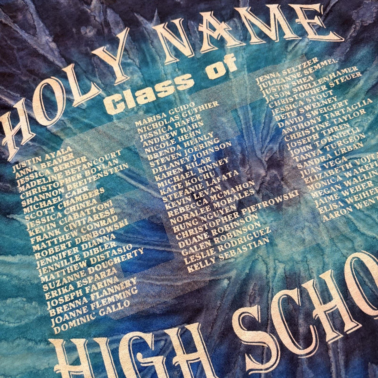 Vintage Vtg Holy Name High School Shirt Mens XL Blue Tie Dye T-Shirt Size US XL / EU 56 / 4 - 4 Thumbnail