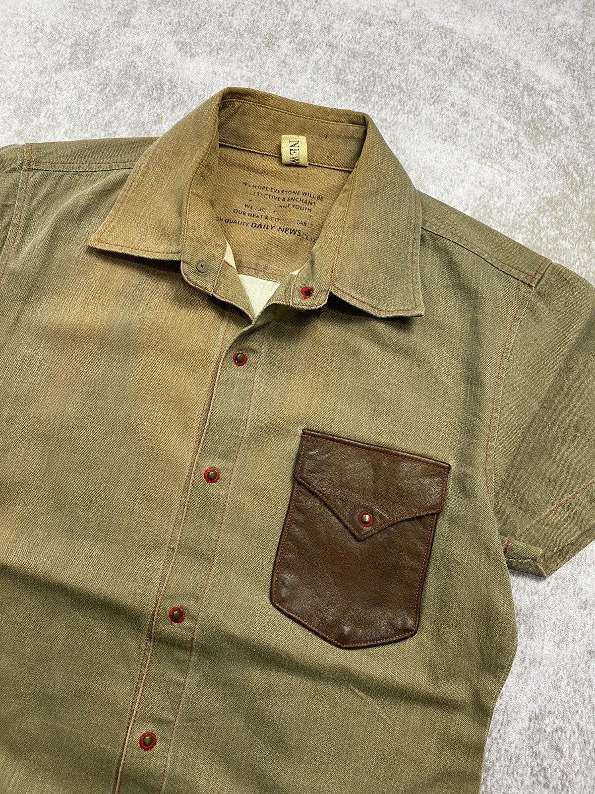 If Six Was Nine × Japanese Brand × Le Grande Bleu (L.G.B.) 2000s Daily news pocket leather skin ifsixwasnine shirt Size US M / EU 48-50 / 2 - 2 Thumbnail