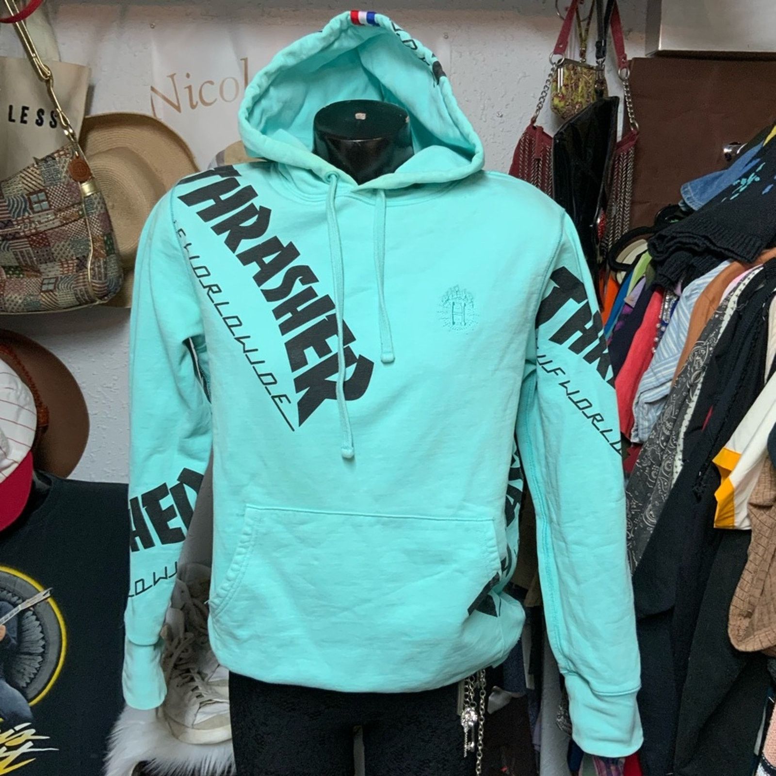 Teal thrasher hoodie sale