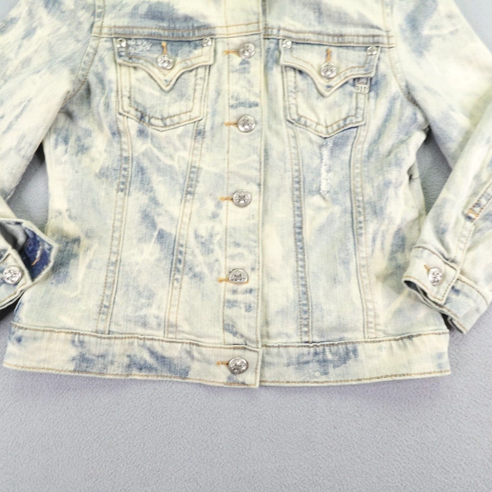 Miss Me Miss Me Denim Jacket Womens M Blue Light Wash Trucker Button Up Casual Outdoor 90s Womens? Size 32" / US 10 / IT 46 - 5 Thumbnail