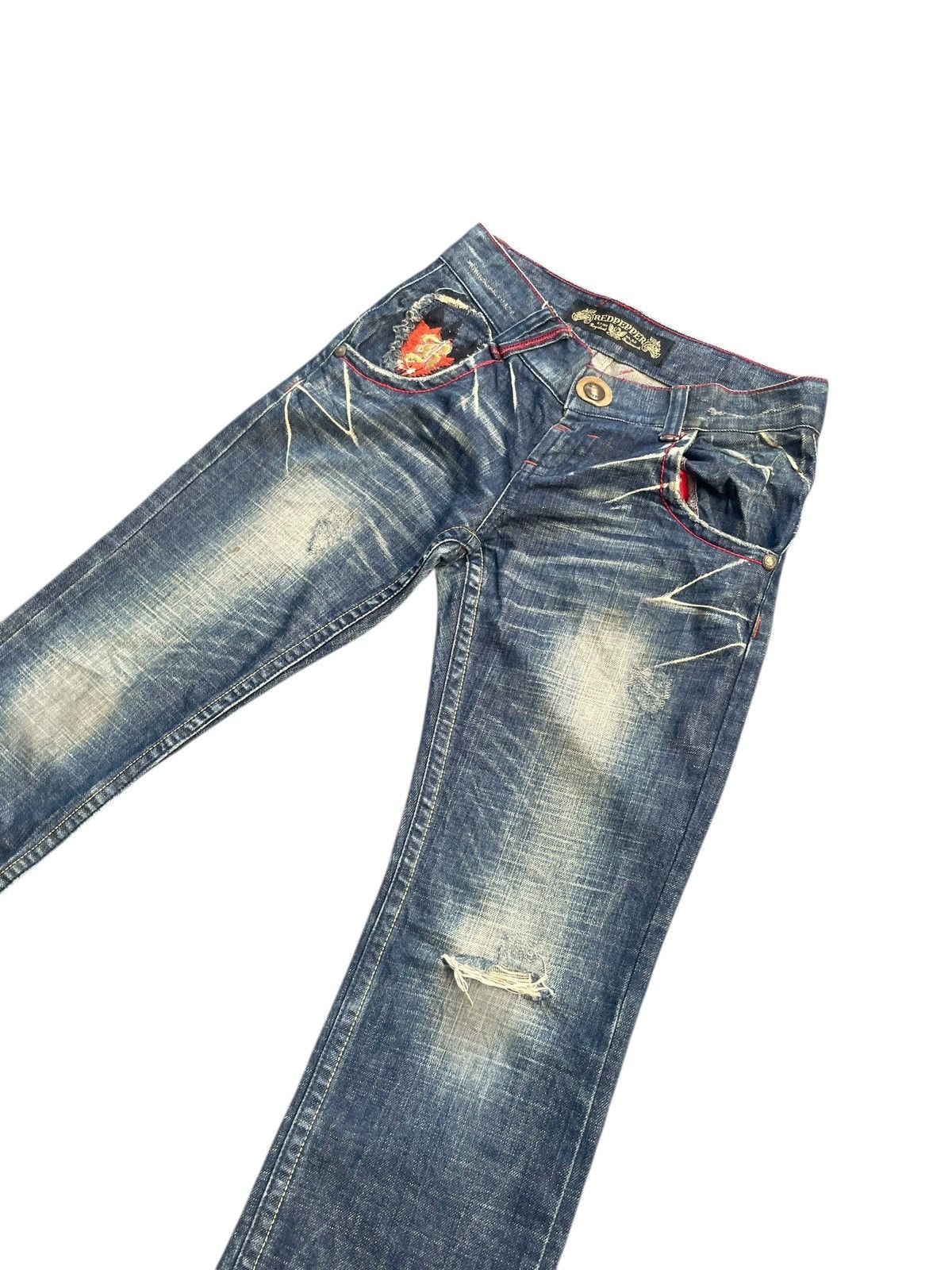 Japanese Brand Red Pepper Emboiderey Denim Size 31" - 2 Thumbnail