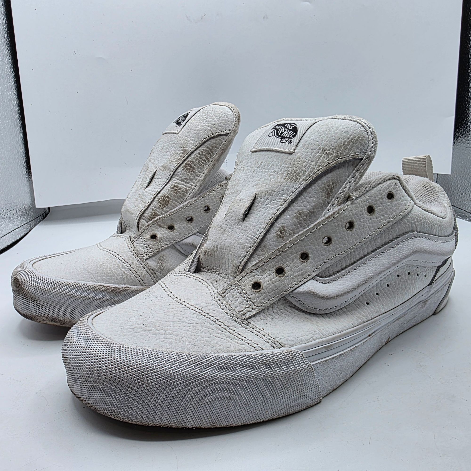 Vans Vans Knu Skool Womens 9.5 Triple White Leather Skate Shoes D Size US 9.5 / IT 39.5 - 4 Thumbnail