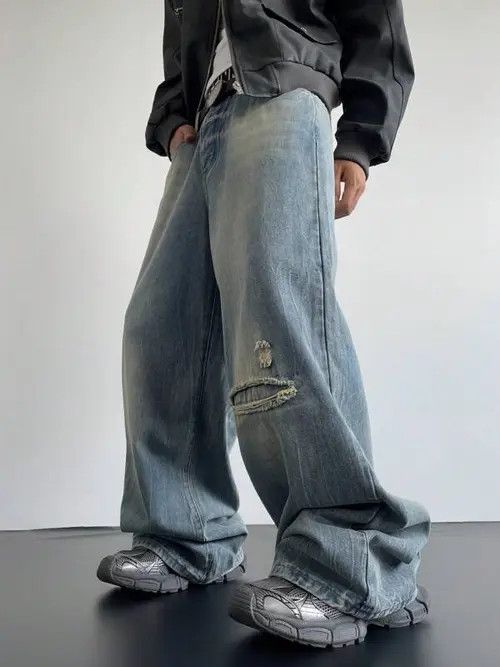 Jean Baggy Denim VIntage Retro Jeans Size US 33 - 3 Thumbnail