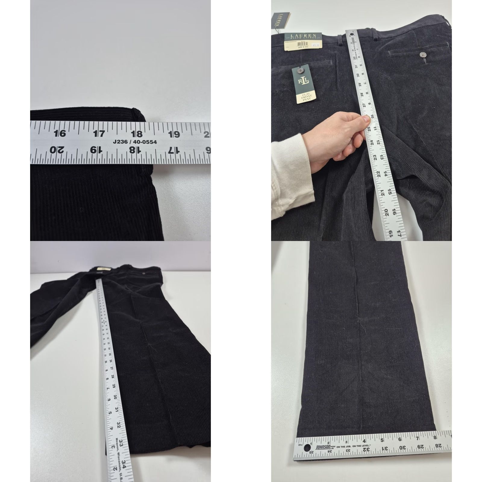 Ralph Lauren VINTAGE Lauren Ralph Lauren Corduroy Pants Mens 36x34 Black Flat Front Dress Slacks Size US 36 / EU 52 - 8 Thumbnail