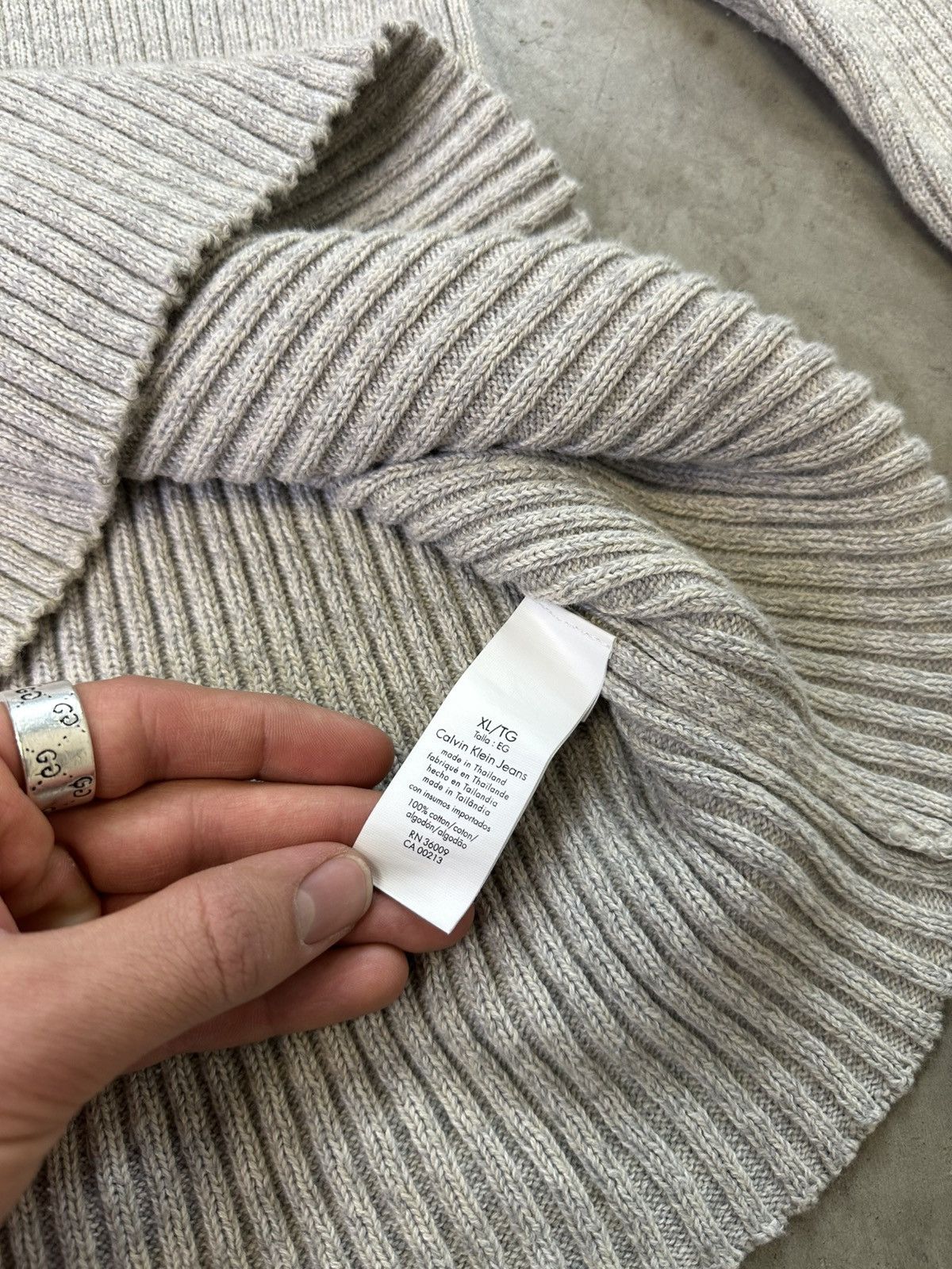 Calvin Klein × Vintage vintage calvin klein 1/4 zip knit sweater gray xl Size US XL / EU 56 / 4 - 6 Thumbnail