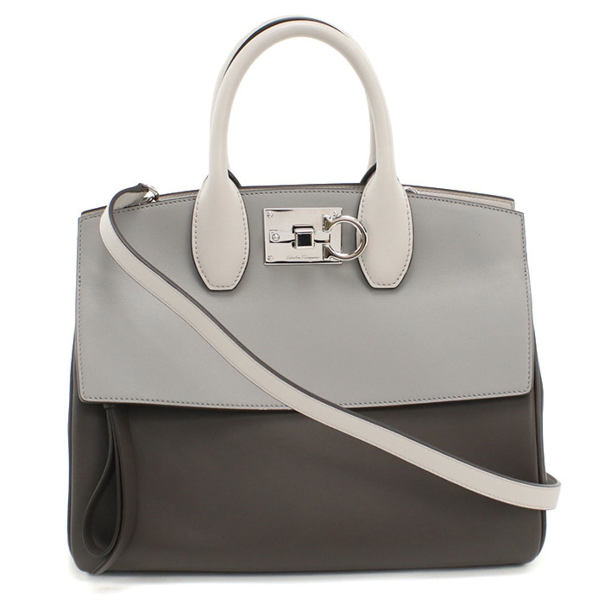 Salvatore Ferragamo Salvatore Ferragamo FERRAGAMO Ferragamo Handbag 21 H159 2WAY Gancini Women's Gray Size ONE SIZE - 1 Thumbnail