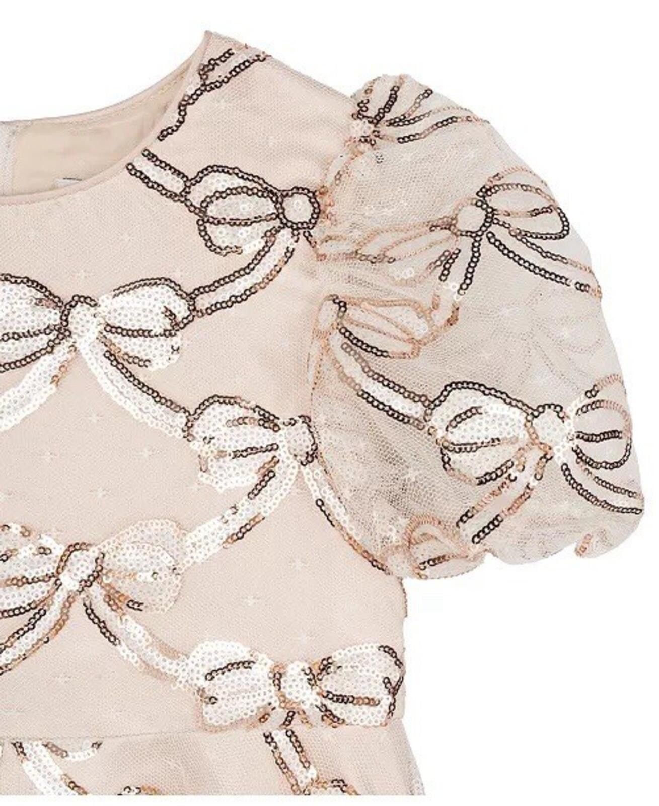 Other Rare Editions Girls Dress Sequin Bow Puff Illusion Sleeve 4T Size ONE SIZE - 4 Thumbnail