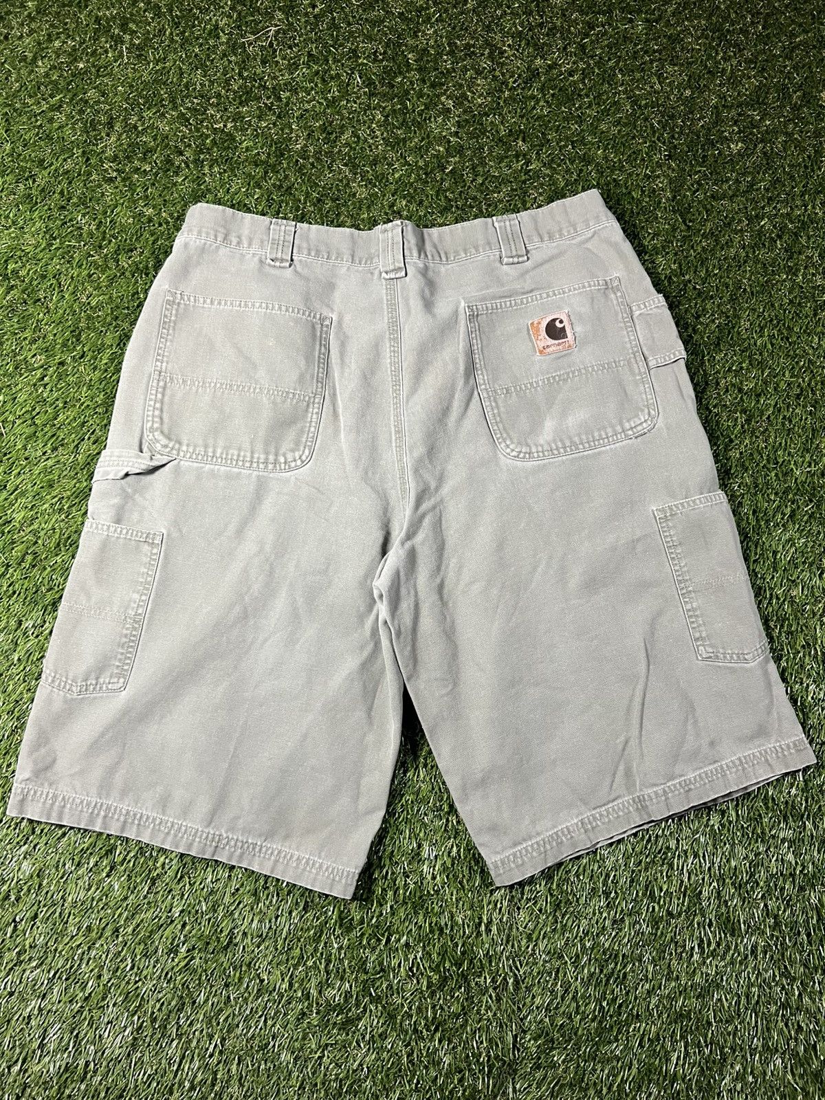 Carhartt Vintage 90s Faded Olive Baggy Fall Carhartt Carpenter Shorts Size US 36 / EU 52 - 1 Thumbnail