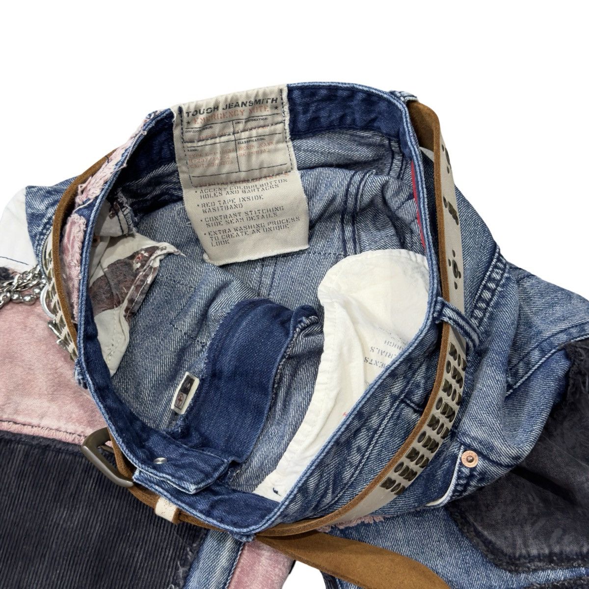 Japanese Brand Distressed Patchwork Denim Jeans Size US 32 / EU 48 - 3 Thumbnail