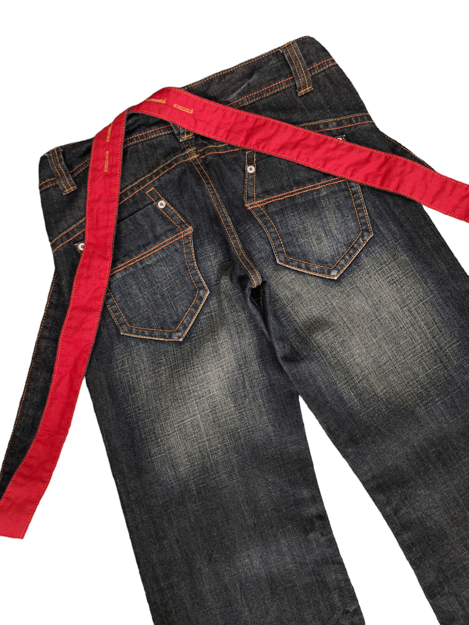 Japanese Brand Flare Jeans Avice Suspender Bondage Faded Boot Cut Goa Style Size US 29 - 16 Thumbnail
