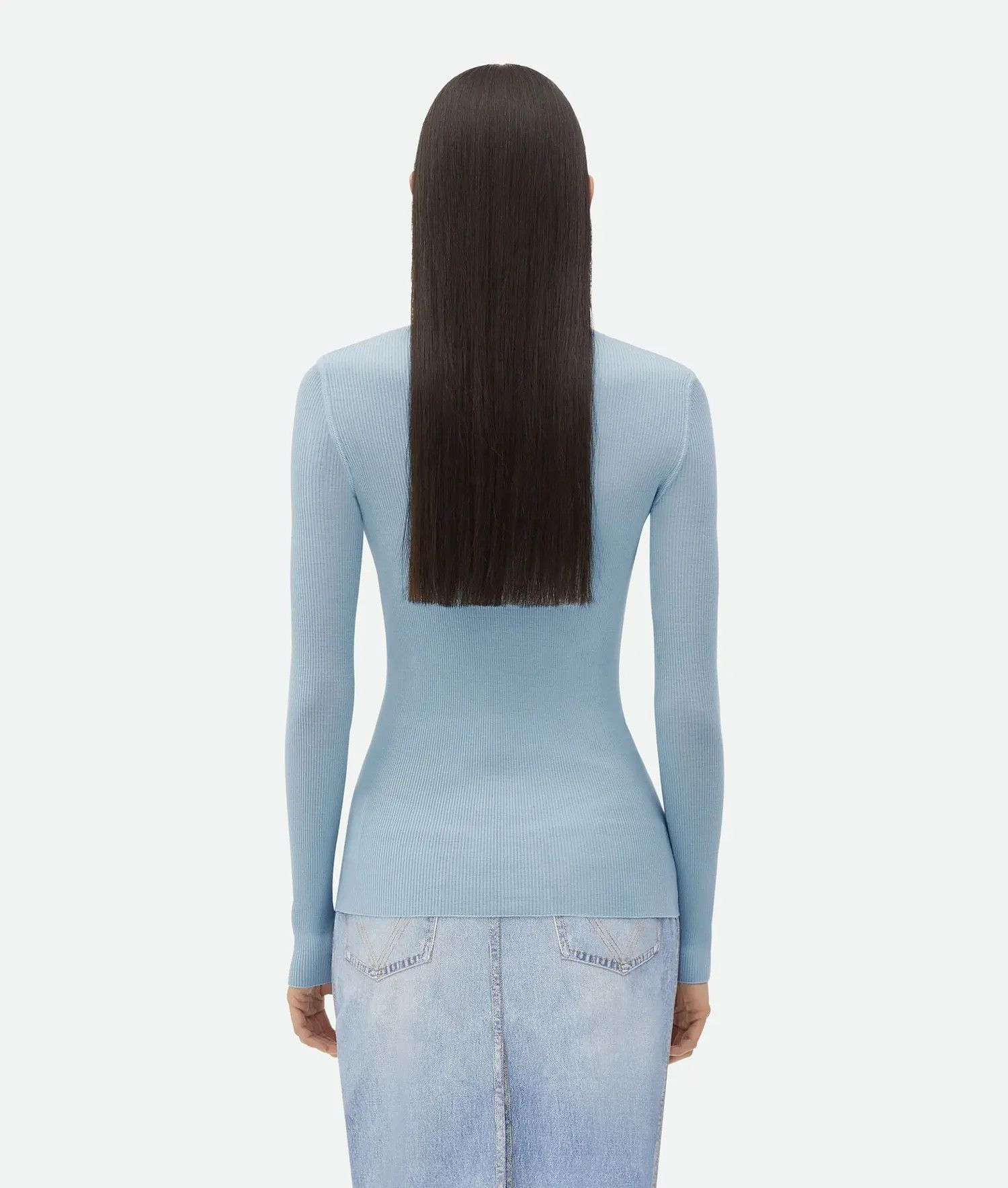 Bottega Veneta o1bcso1str0725 Light Wool Sweater in Light Blue Size XS / US 0-2 / IT 36-38 - 3 Thumbnail