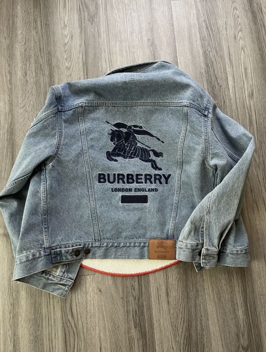 Supreme Supreme Burberry Denim Trucker Jacked Washed Blue | Grailed