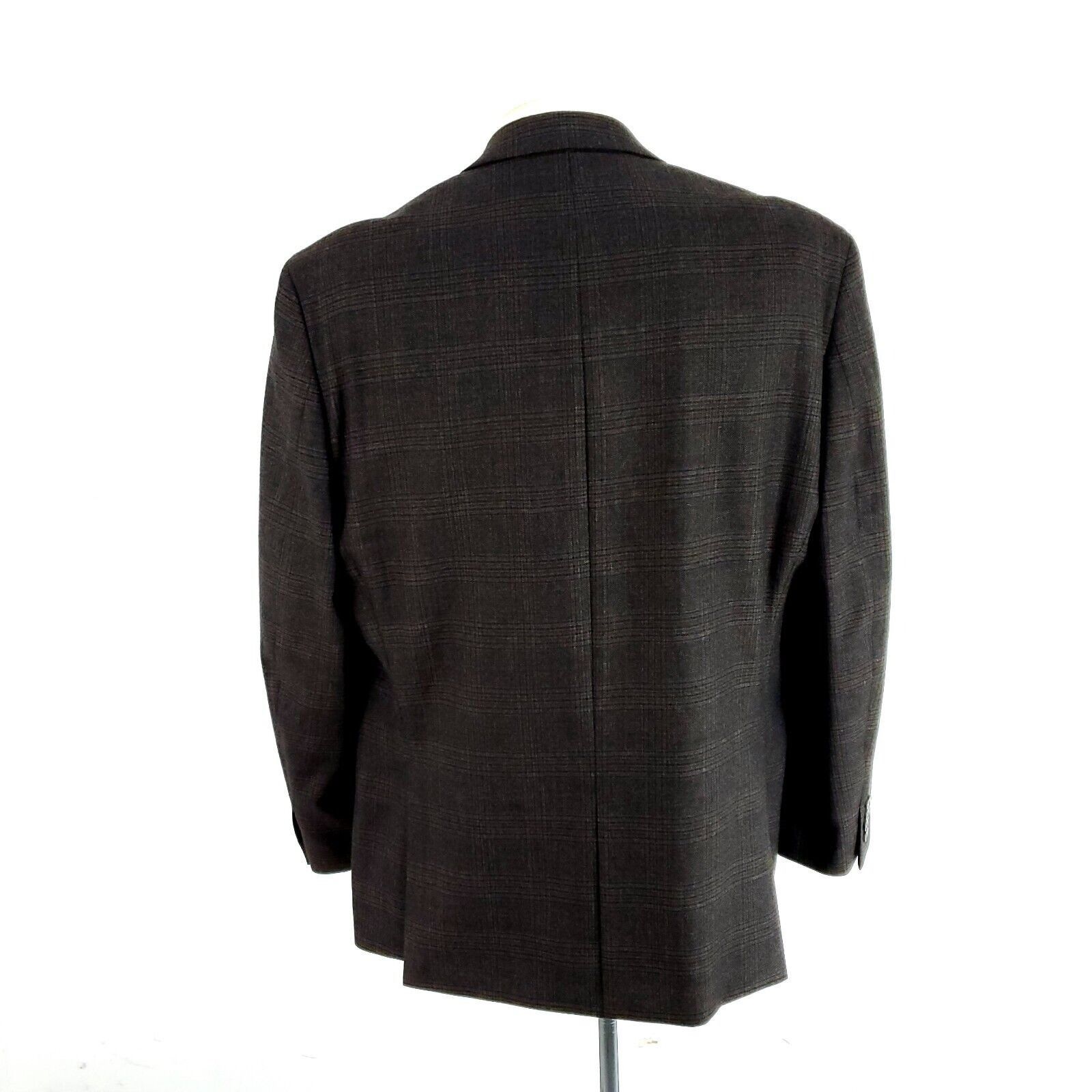 Calvin Klein Calvin Klein Wool 2 Button Sport Coat 44R Brown Plaid Blazer Size 44R - 5 Thumbnail