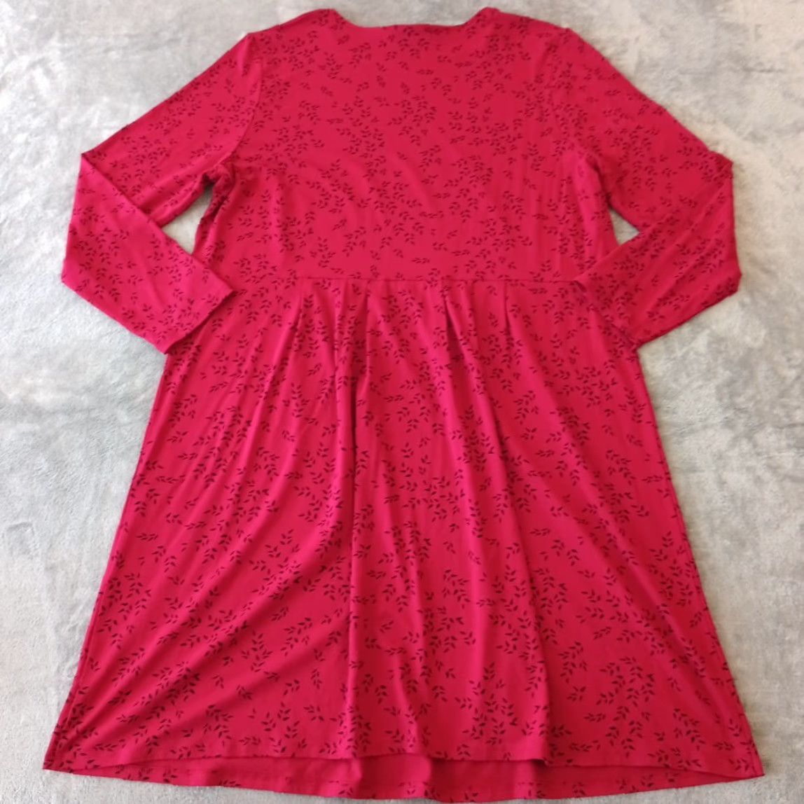J. Jill J.Jill Wearever Collection Dress XL Red Floral Long Sleeve Pullover Fit Flare Midi Women Mens? Size XL / US 12-14 / IT 48-50 - 2 Thumbnail