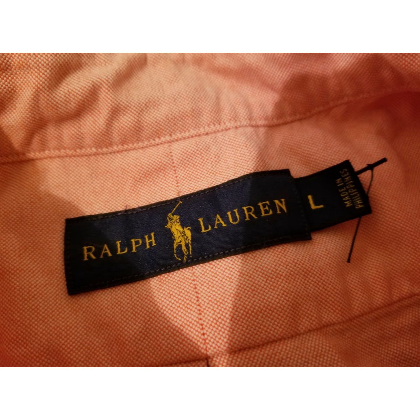 Polo Ralph Lauren VINTAGE Mens Polo Ralph Lauren Dress Shirt L Large Pink Button Cotton Shirt Size 42R - 3 Thumbnail