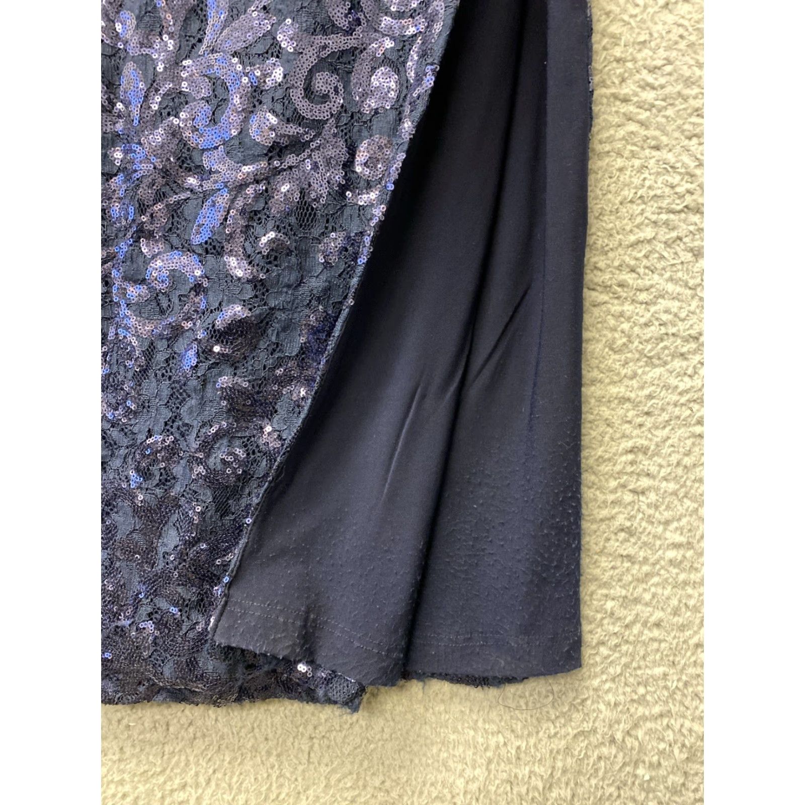 Ralph Lauren Lauren Ralph Lauren Navy Sequin Dress 14 Knee Length Cap Sleeve Sheath VINTAGE? No Size XL / US 12-14 / IT 48-50 - 5 Thumbnail