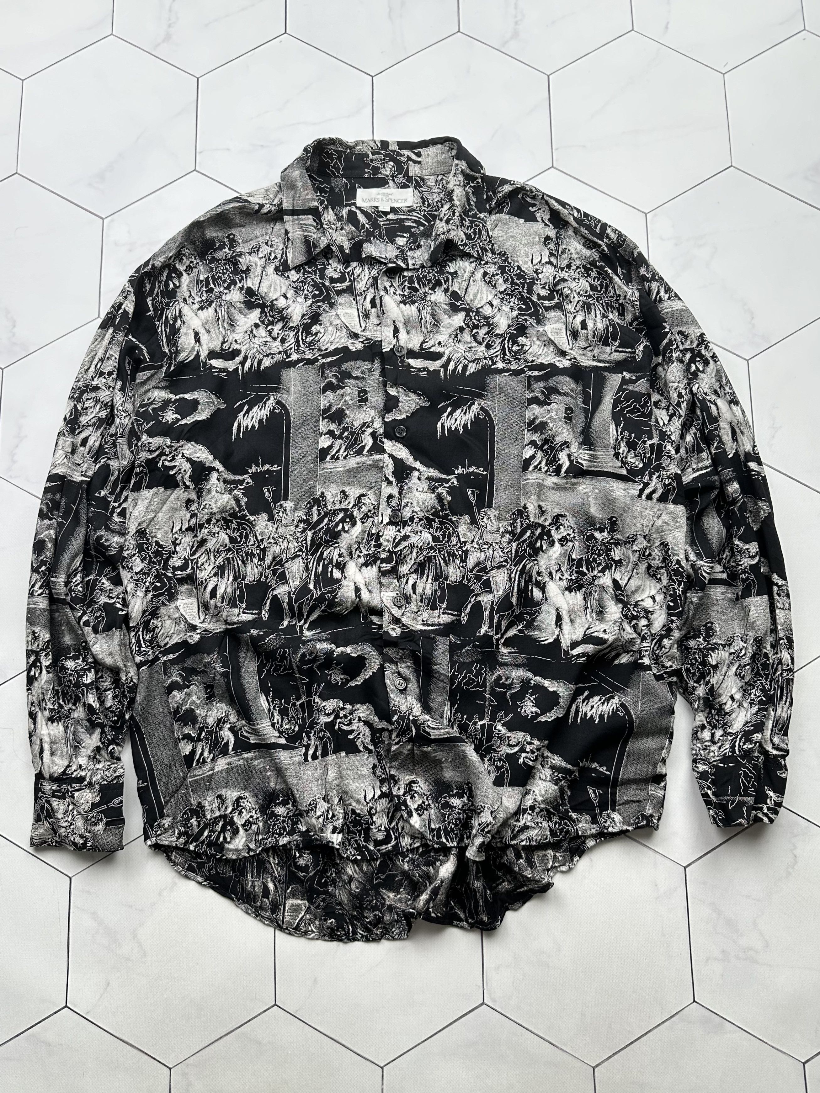 image of Vintage Printed Shirt Gaultier Style, Men's (Size Large)