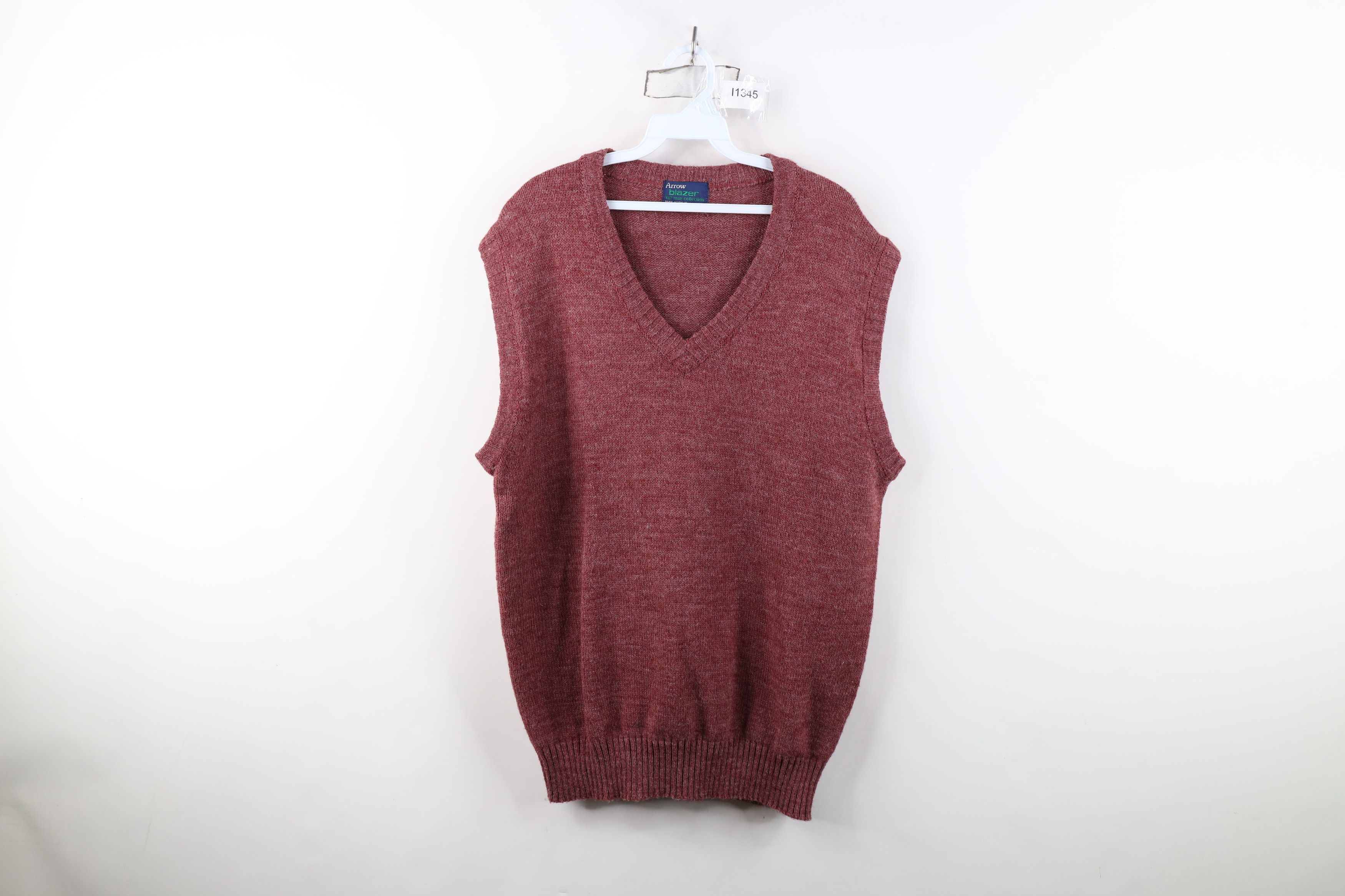 Vintage Vintage 70s Streetwear Ribbed Knit V-Neck Sweater Vest Red Size US XXL / EU 58 / 5 - 1 Thumbnail