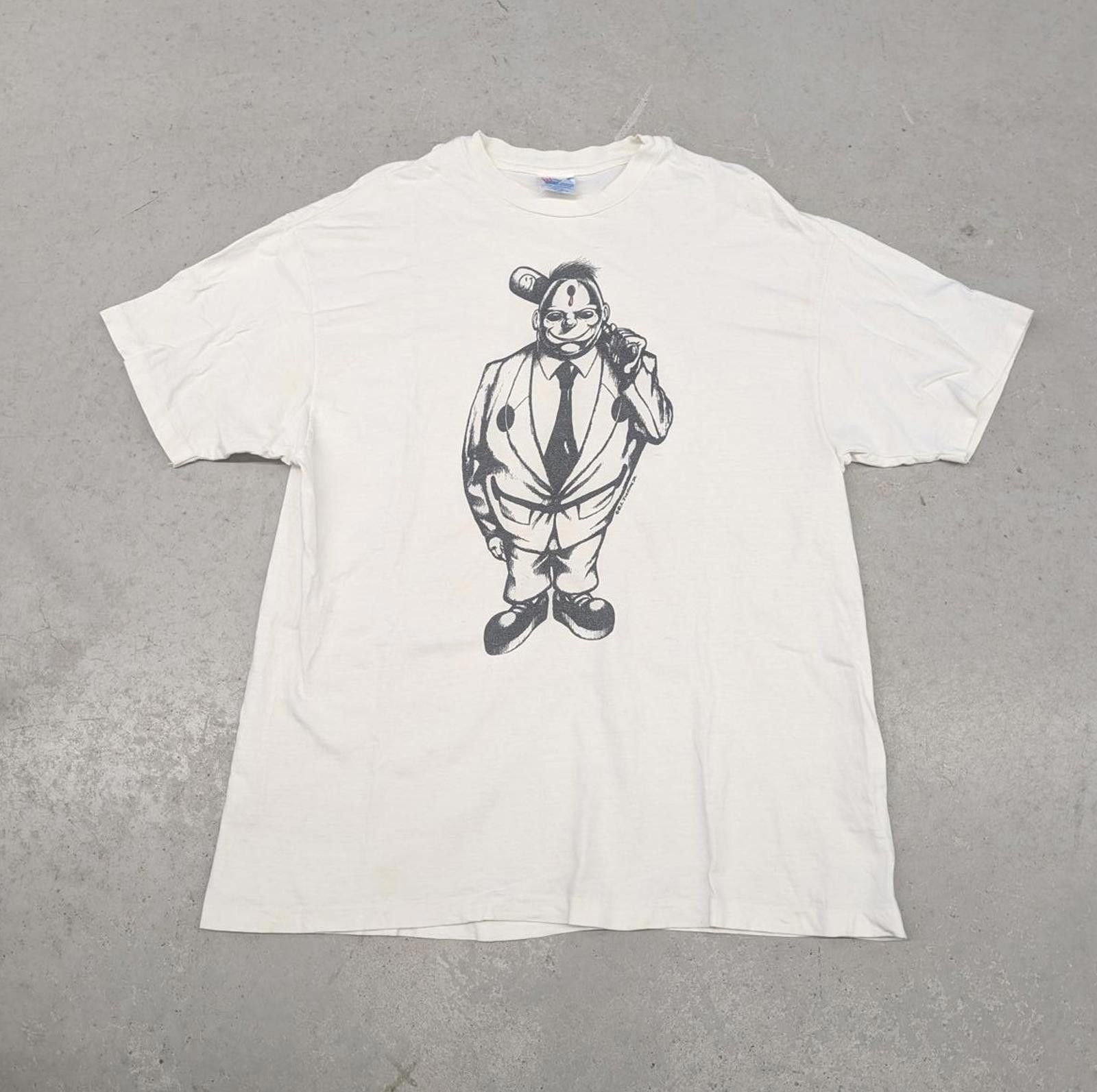 Hanes Rare Vintage 90s Pinhead Clown D. I. Johnson Jr Art T-shirt Size US XL / EU 56 / 4 - 1 Thumbnail