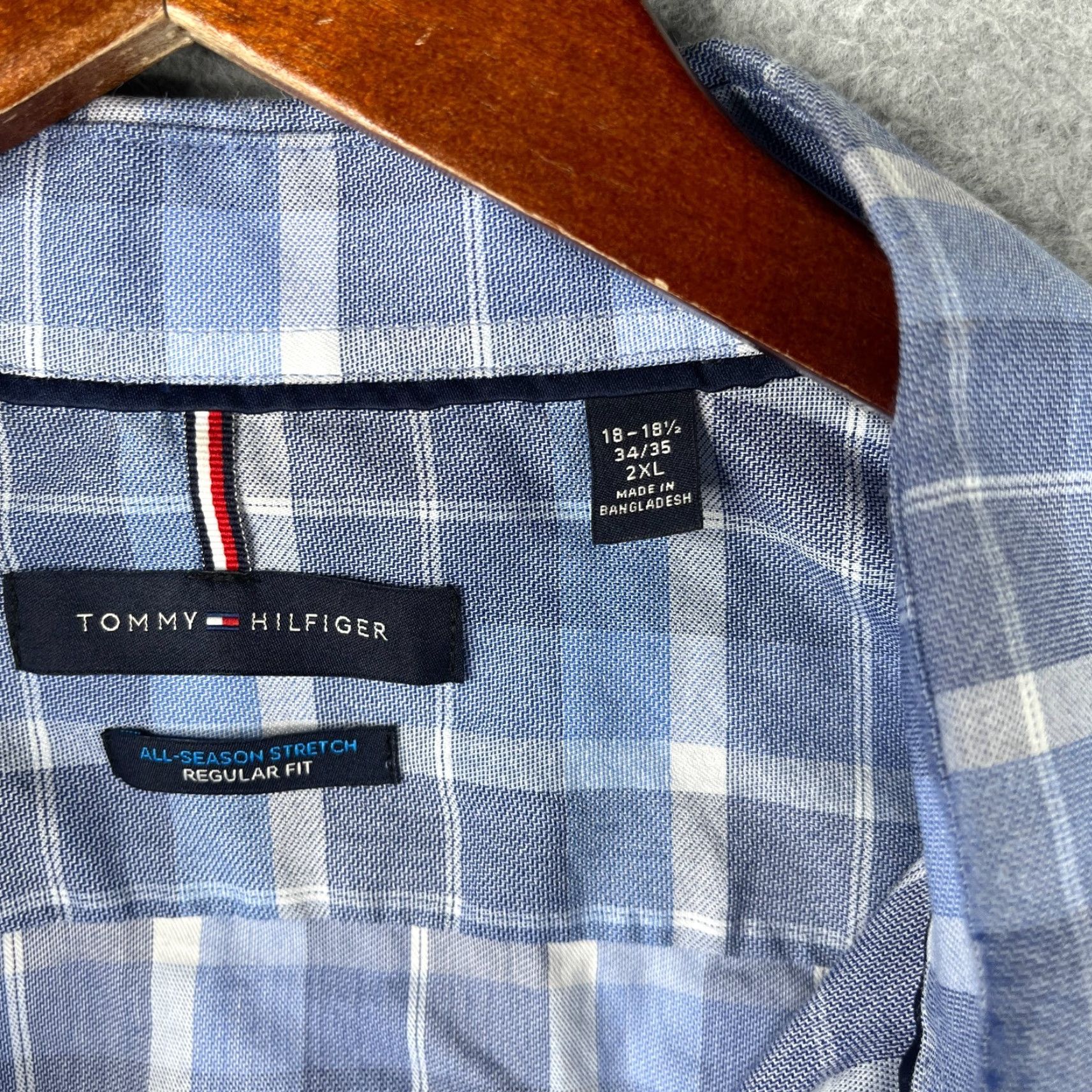 Tommy Hilfiger Tommy Hilfiger Shirt Blue Plaid Button-Up Long Sleeve 2XL Mens Regular Cotton Stretch Casual Size US XXL / EU 58 / 5 - 6 Thumbnail