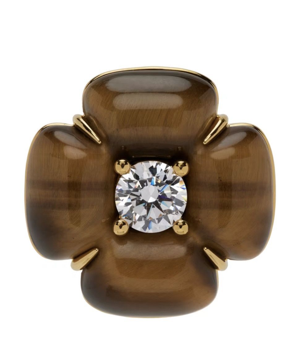 Shushu/Tong SHUSHU/TONG Brown & Crystal YVMIN Edition Flower Earrings Size ONE SIZE - 1 Thumbnail