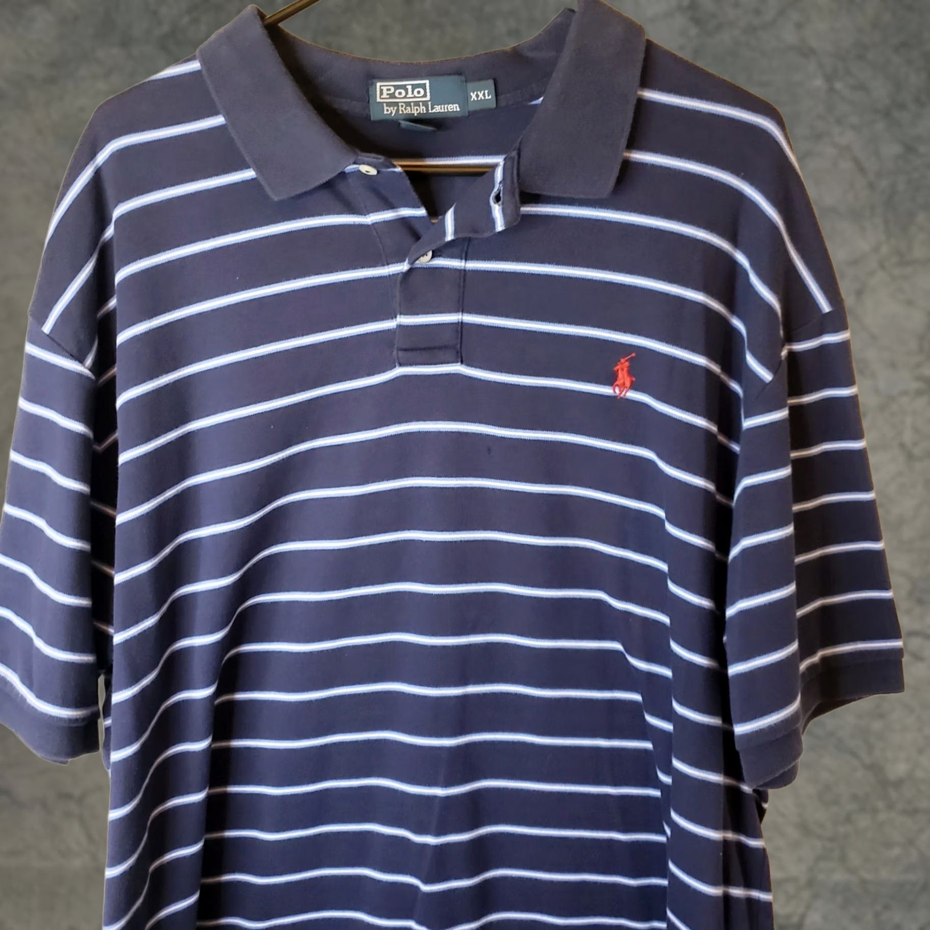 Polo Ralph Lauren Polo Ralph Lauren Shirt Men's 2XL Blue Striped Short Sleeve Collared Logo Polo Shirt Size US XXL / EU 58 / 5 - 1 Thumbnail