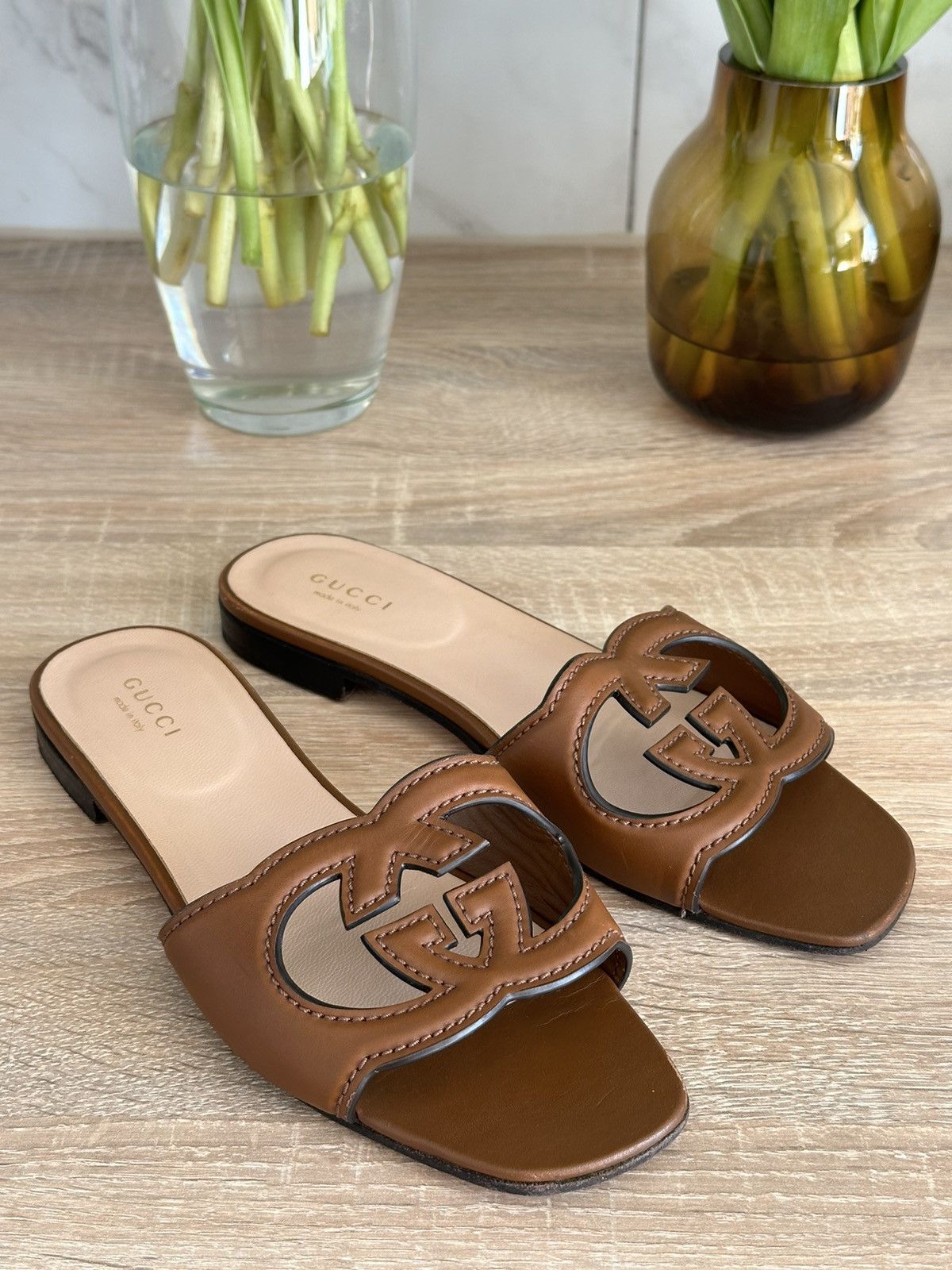 Gucci Gucci Brown GG Flats 37 Size US 7 Gucci Sandals Grailed