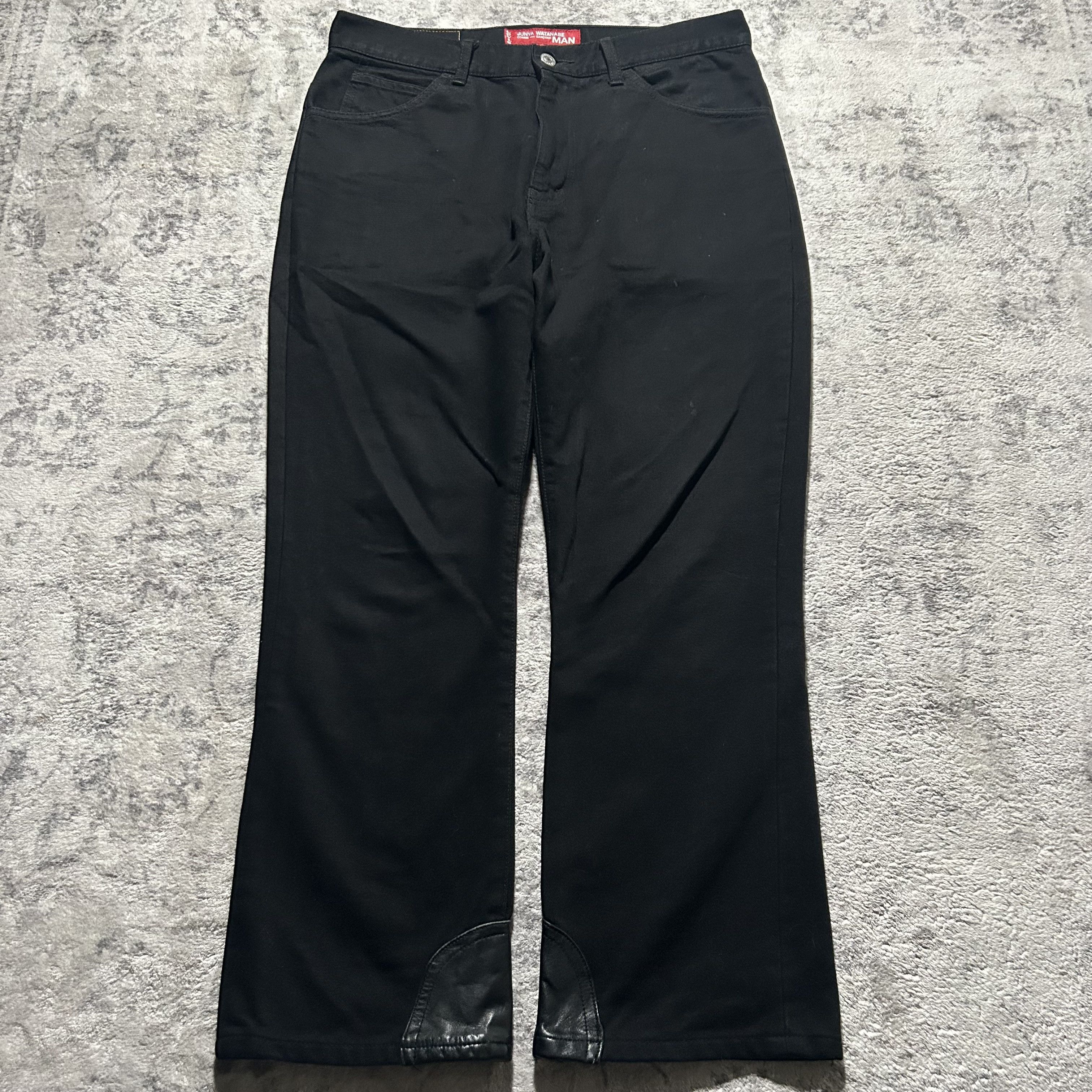 Junya Watanabe Black Leather Patch Jeans