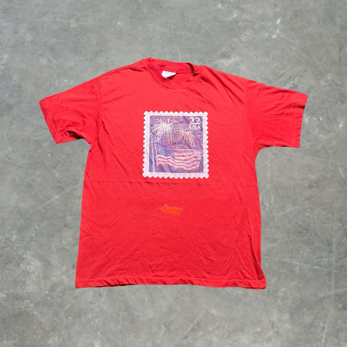 Vintage Vintage USA Flag July 4th Stamp Graphic T Shirt Size US L / EU 52-54 / 3 - 2 Thumbnail