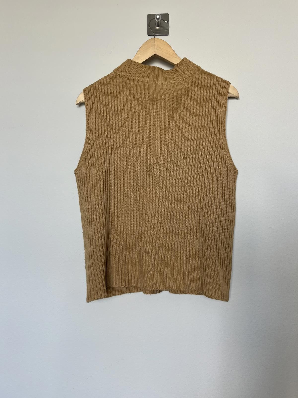 Other IndieSleaze Vintage Tan Leather Suede Knitted Sweater Vest Size M / US 6-8 / IT 42-44 - 4 Thumbnail