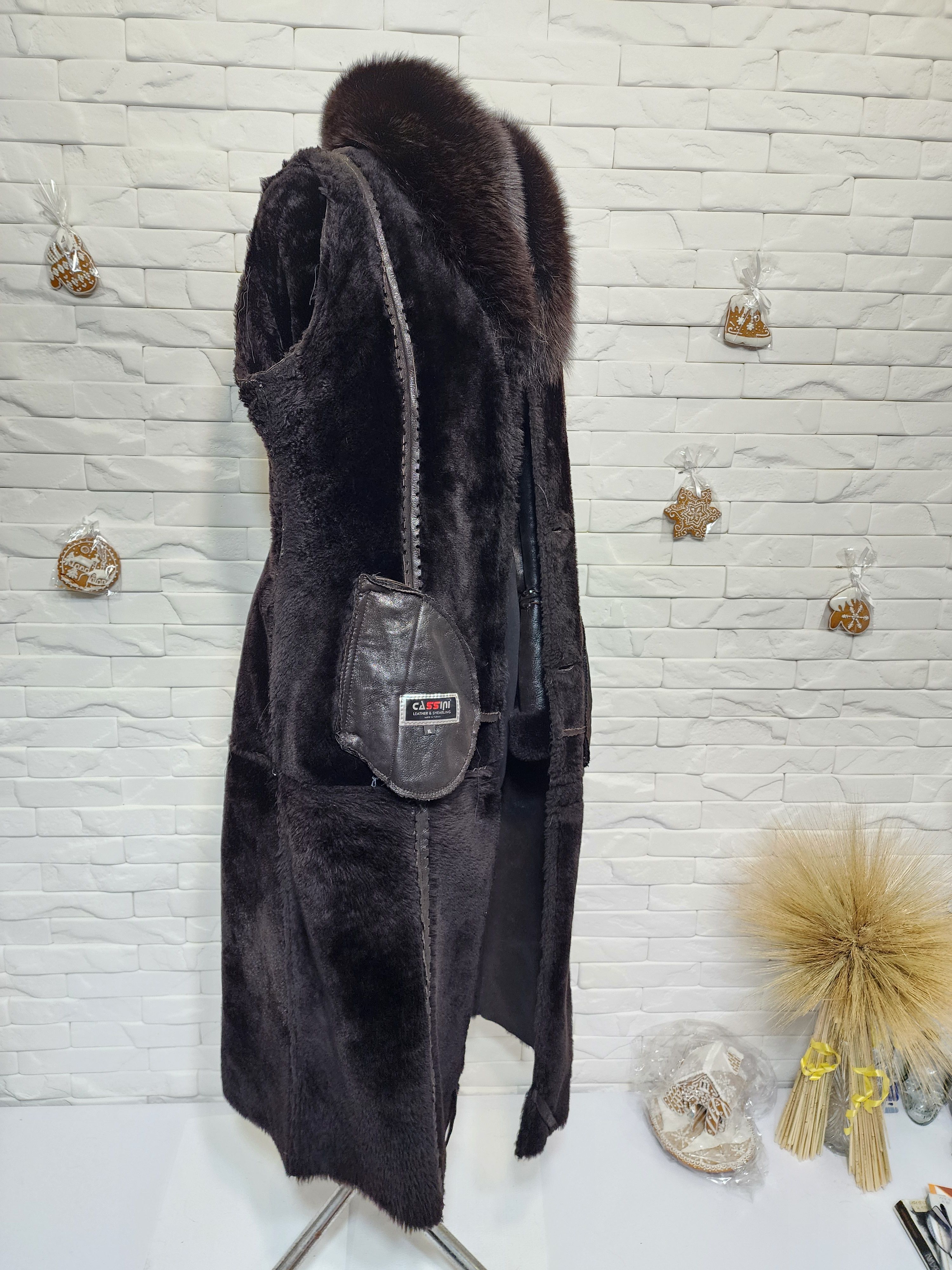 Furla Brown Sheepskin Coat: Vintage Leather Winter Outerwear Size XL / US 12-14 / IT 48-50 - 8 Thumbnail