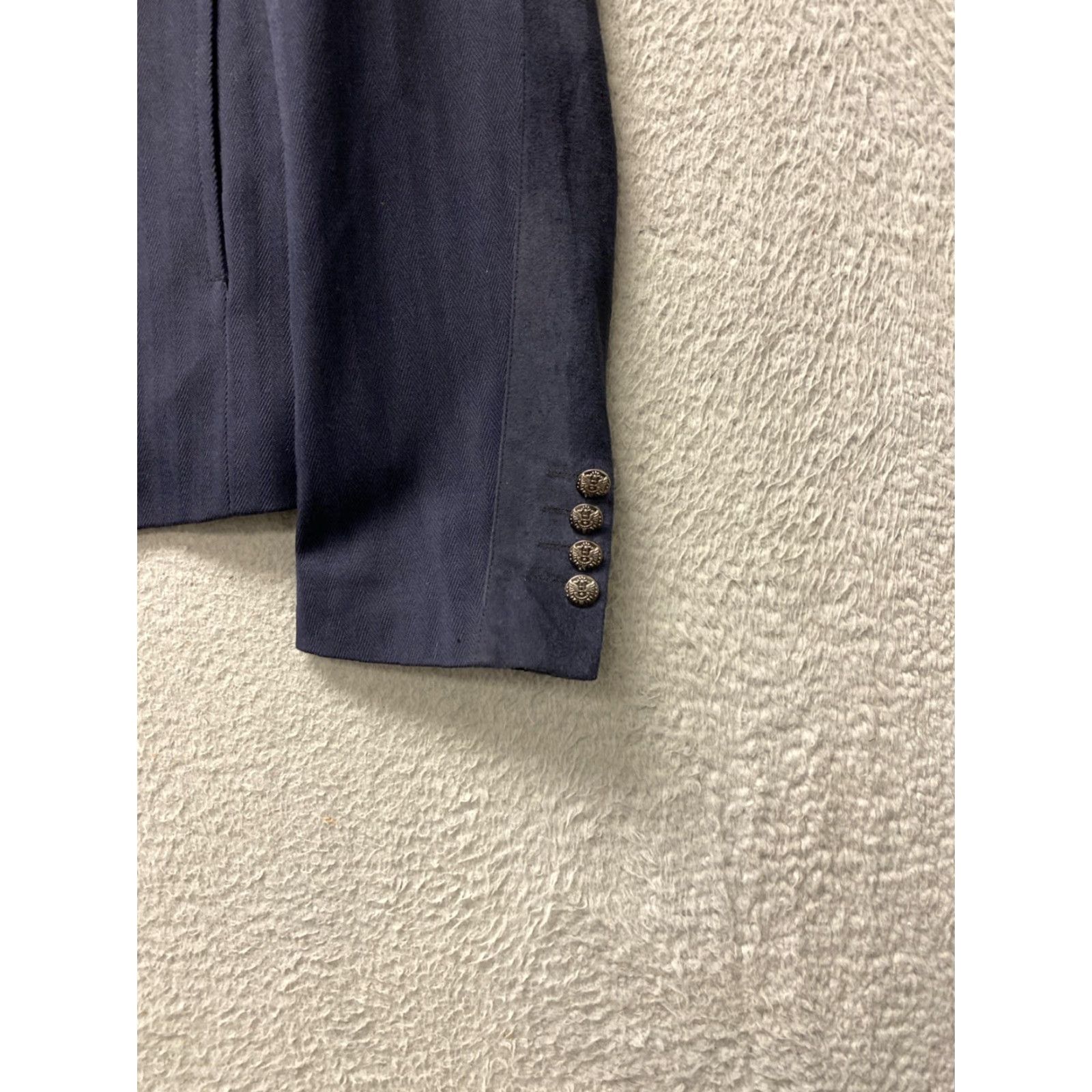 Zara Zara Man Blazer Jacket Navy Blue Slim Fit 42 Textured Tweed Notch Lapel Six-Button Front Single-Breasted Sports Coat Mens Size 42 Size 42R - 2 Thumbnail